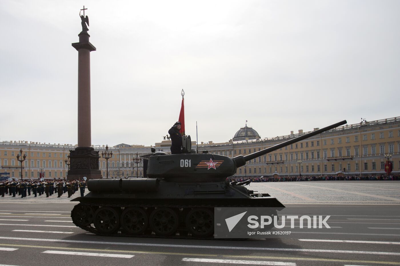 Final rehearsal of military parade to mark 70th anniversary of Victory in 1941-1945 Great Patriotic War in St.Petersburg