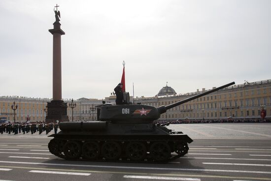 Final rehearsal of military parade to mark 70th anniversary of Victory in 1941-1945 Great Patriotic War in St.Petersburg