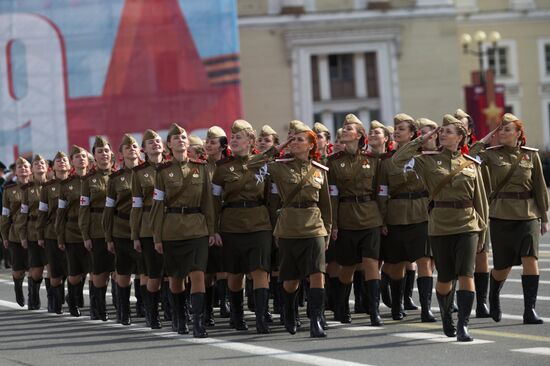 Final rehearsal of military parade to mark 70th anniversary of Victory in 1941-1945 Great Patriotic War in St.Petersburg