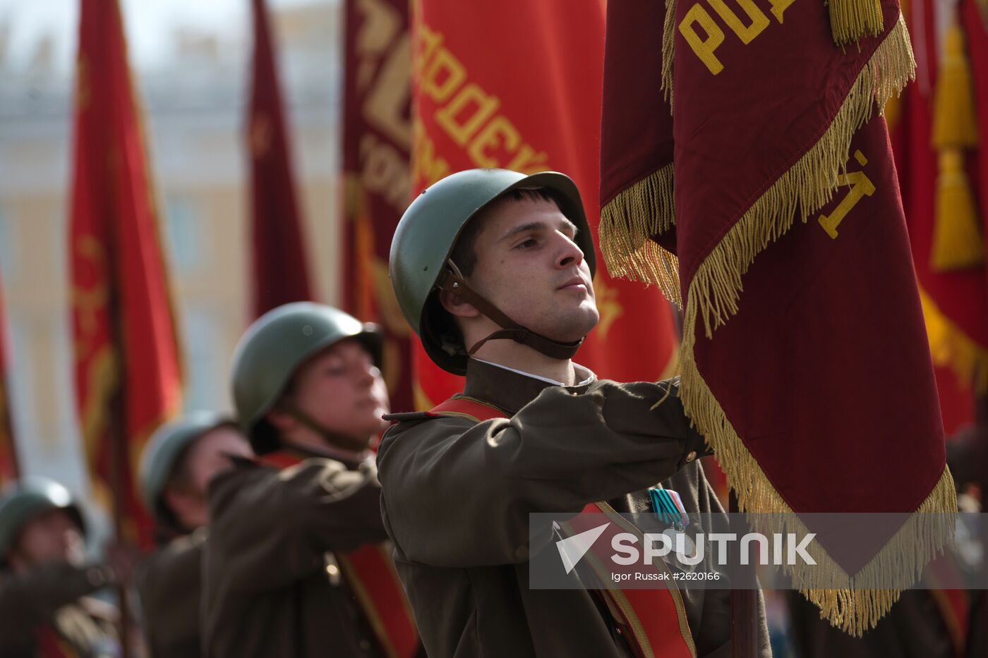 Final rehearsal of military parade to mark 70th anniversary of Victory in 1941-1945 Great Patriotic War in St. Petersburg