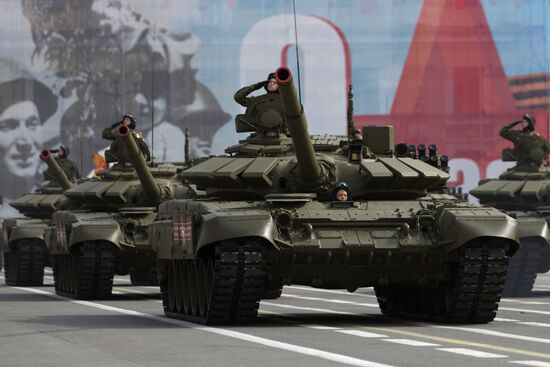 Final rehearsal of military parade to mark 70th anniversary of Victory in 1941-1945 Great Patriotic War in St. Petersburg