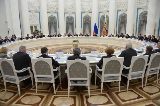 Russian President Vladimir Putin chairs meeting of commission on implementation of presidential executive orders of May 7, 2012