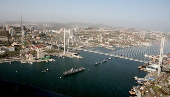 Ships line up to take part in Navy parade in Vladivostok