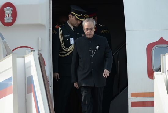 President of India Pranab Mukherjee arrives in Moscow