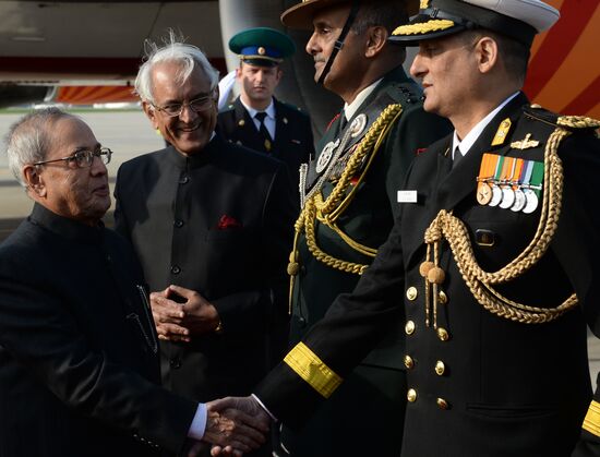 President of India Pranab Mukherjee arrives in Moscow