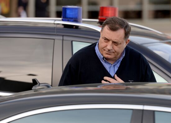 Milorad Dodik, President of Republika Srpska of Bosnia and Herzegovina, arrives in Moscow