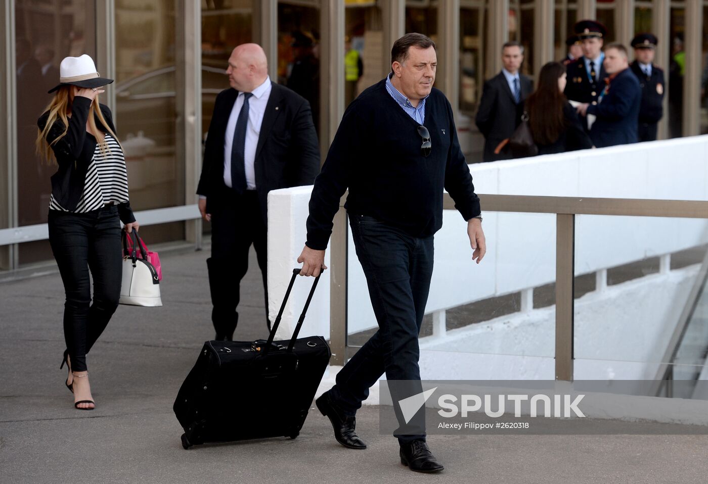 Milorad Dodik, President of Republika Srpska of Bosnia and Herzegovina, arrives in Moscow
