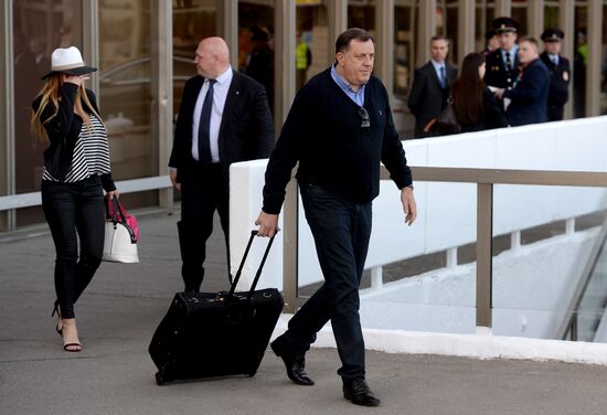 Milorad Dodik, President of Republika Srpska of Bosnia and Herzegovina, arrives in Moscow