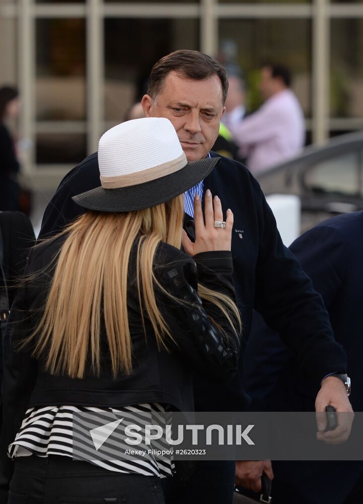 Milorad Dodik, President of Republika Srpska of Bosnia and Herzegovina, arrives in Moscow