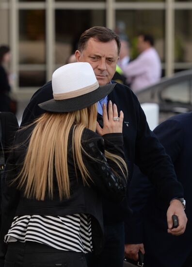 Milorad Dodik, President of Republika Srpska of Bosnia and Herzegovina, arrives in Moscow