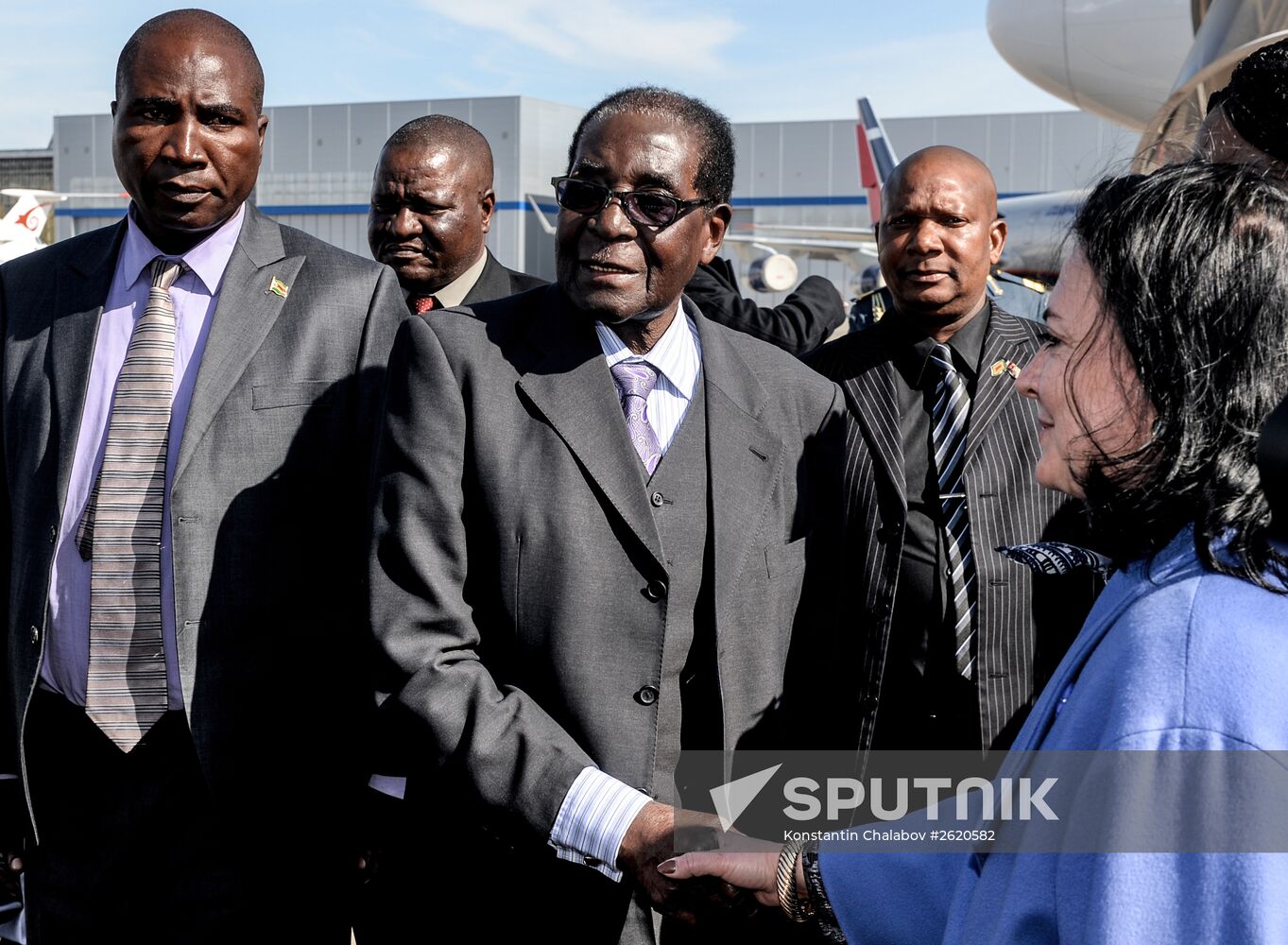Zimbabwean president Robert Mugabe arrives in Moscow