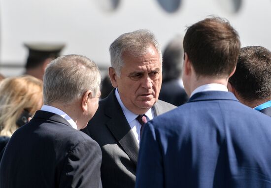 Serbian President Tomislav Nikolic arrives in Moscow