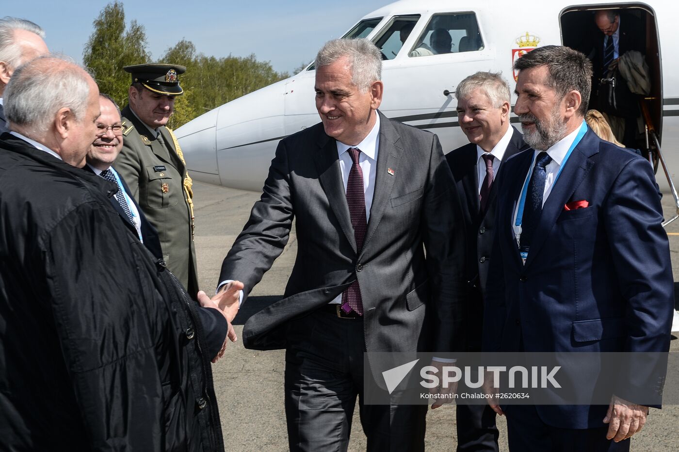 Serbian President Tomislav Nikolic arrives in Moscow