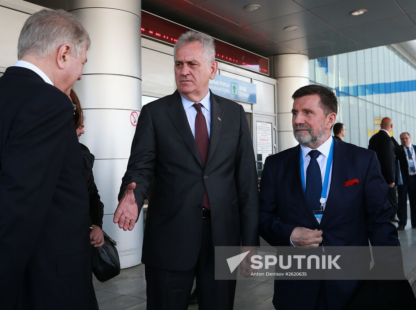 Serbian President Tomislav Nikolic arrives in Moscow