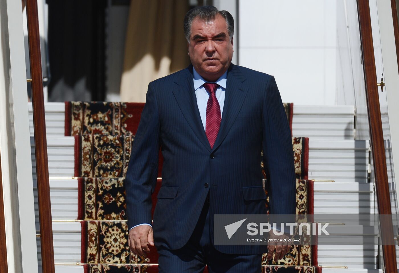 President of Tajikistan Emomali Rahmon arrives in Moscow