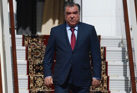 President of Tajikistan Emomali Rahmon arrives in Moscow