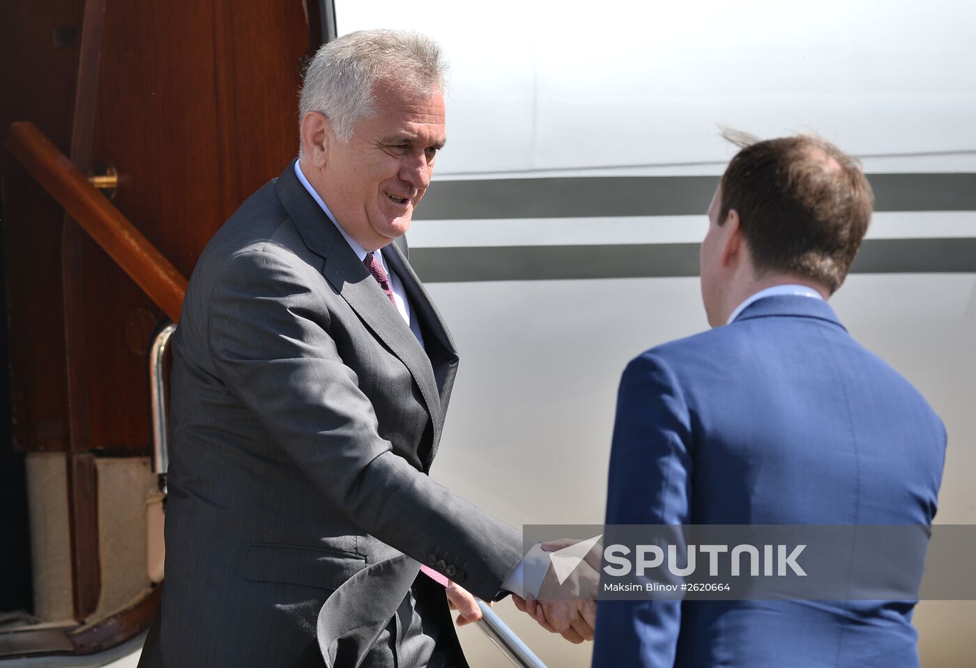 Serbian President Tomislav Nikolic arrives in Moscow