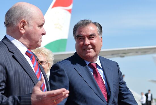 President of Tajikistan Emomali Rahmon arrives in Moscow