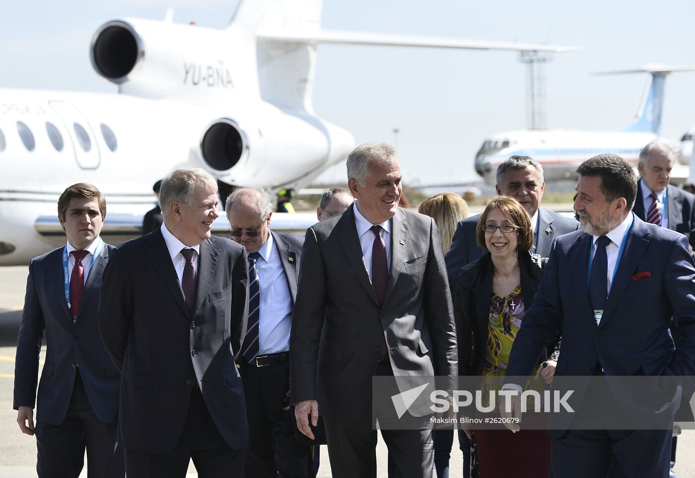 Serbian President Tomislav Nikolic arrives in Moscow