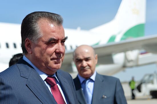 President of Tajikistan Emomali Rahmon arrives in Moscow