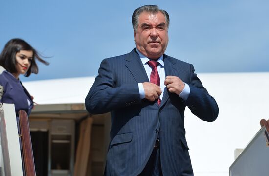 President of Tajikistan Emomali Rahmon arrives in Moscow