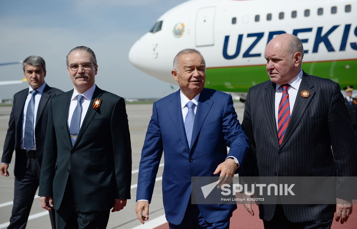 President of Uzbekistan Islam Karimov arrives in Moscow