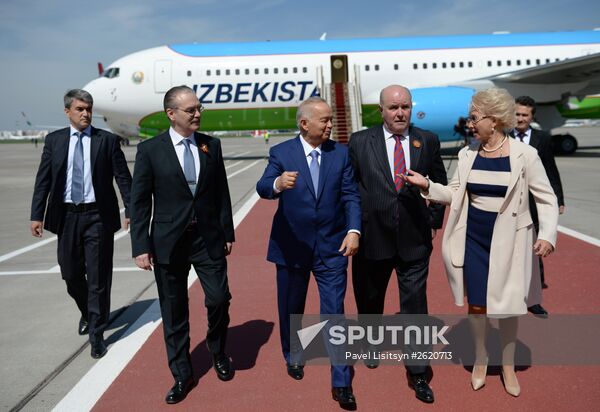 President of Uzbekistan Islam Karimov arrives in Moscow