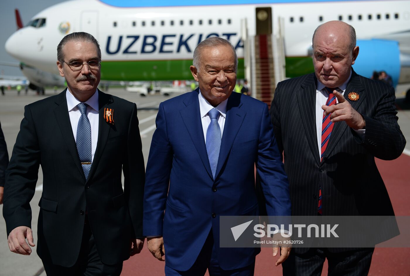 President of Uzbekistan Islam Karimov arrives in Moscow