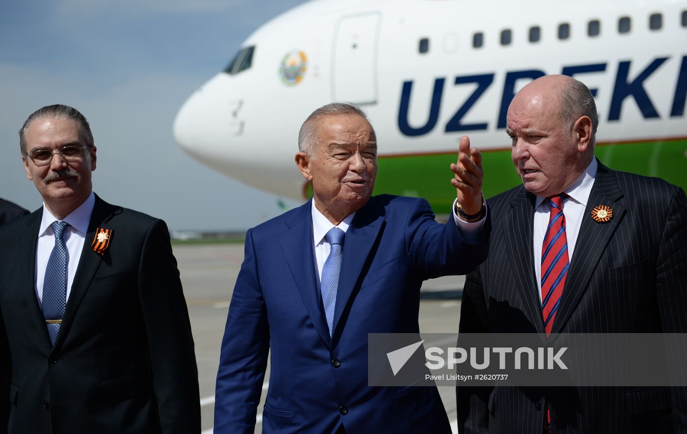 President of Uzbekistan Islam Karimov arrives in Moscow