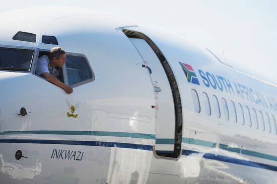 South African President Jacob Zuma arrives in Moscow