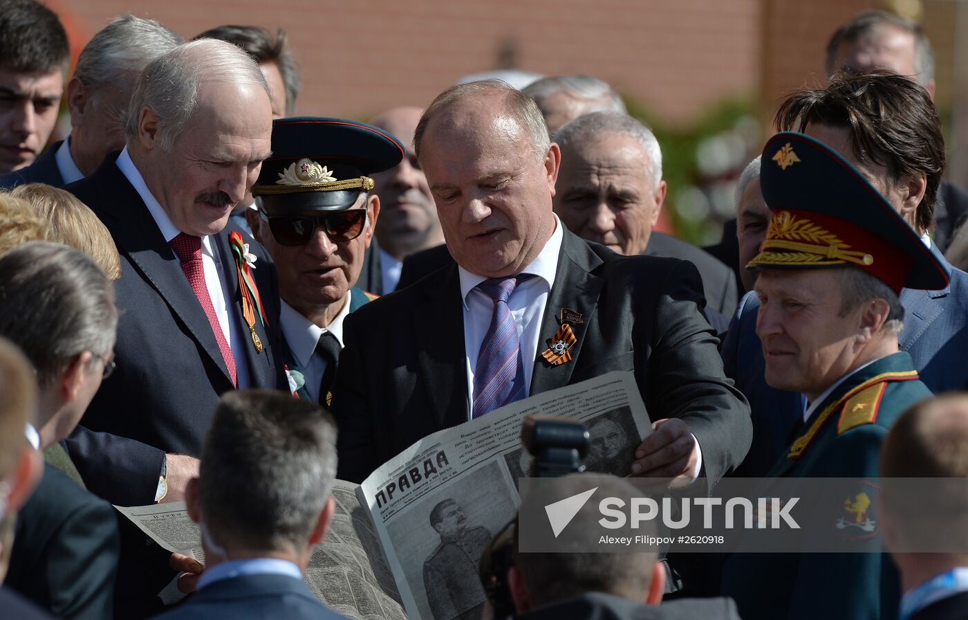 President of Belarus Alexander Lukashenko lays flowers at Tomb of the Unknown Soldier