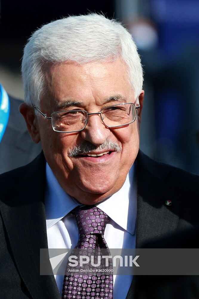 President of Palestine Mahmoud Abbas arrives in Moscow
