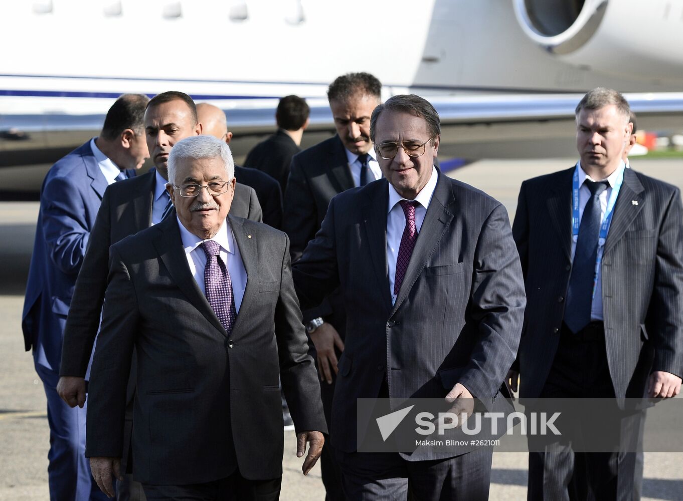 President of Palestine Mahmoud Abbas arrives in Moscow