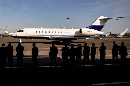 President of Palestine Mahmoud Abbas arrives in Moscow