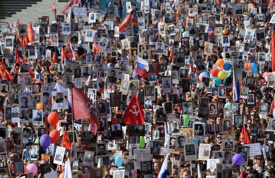 March of Immortal Regiment Moscow regional patriotic public organization on Red Square