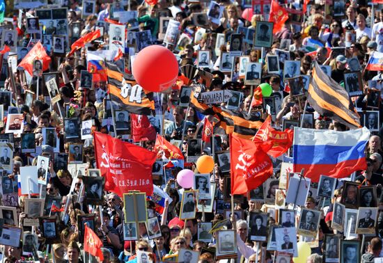 March of Immortal Regiment Moscow regional patriotic public organization on Red Square
