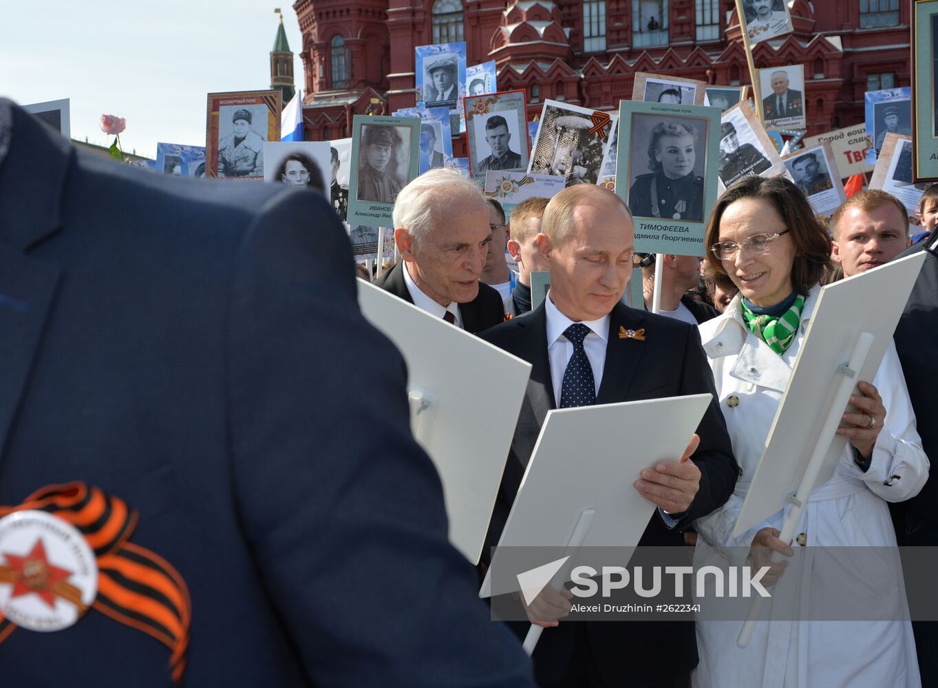 Russian President Vladimir Putin participates in march of Immortal Regiment in downtown Moscow