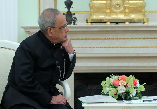 Russian President Vladimir Putin meets with President of India Pranab Mukherjee