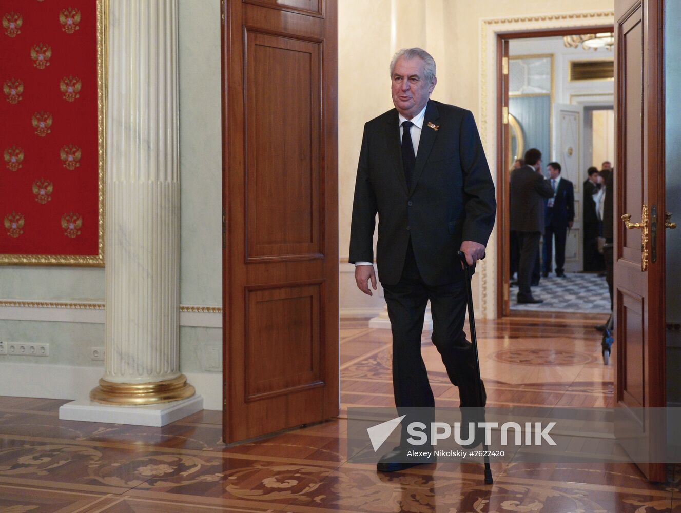 Russian President Vladimir Putin welcomes foreign delegation heads and honorary guests