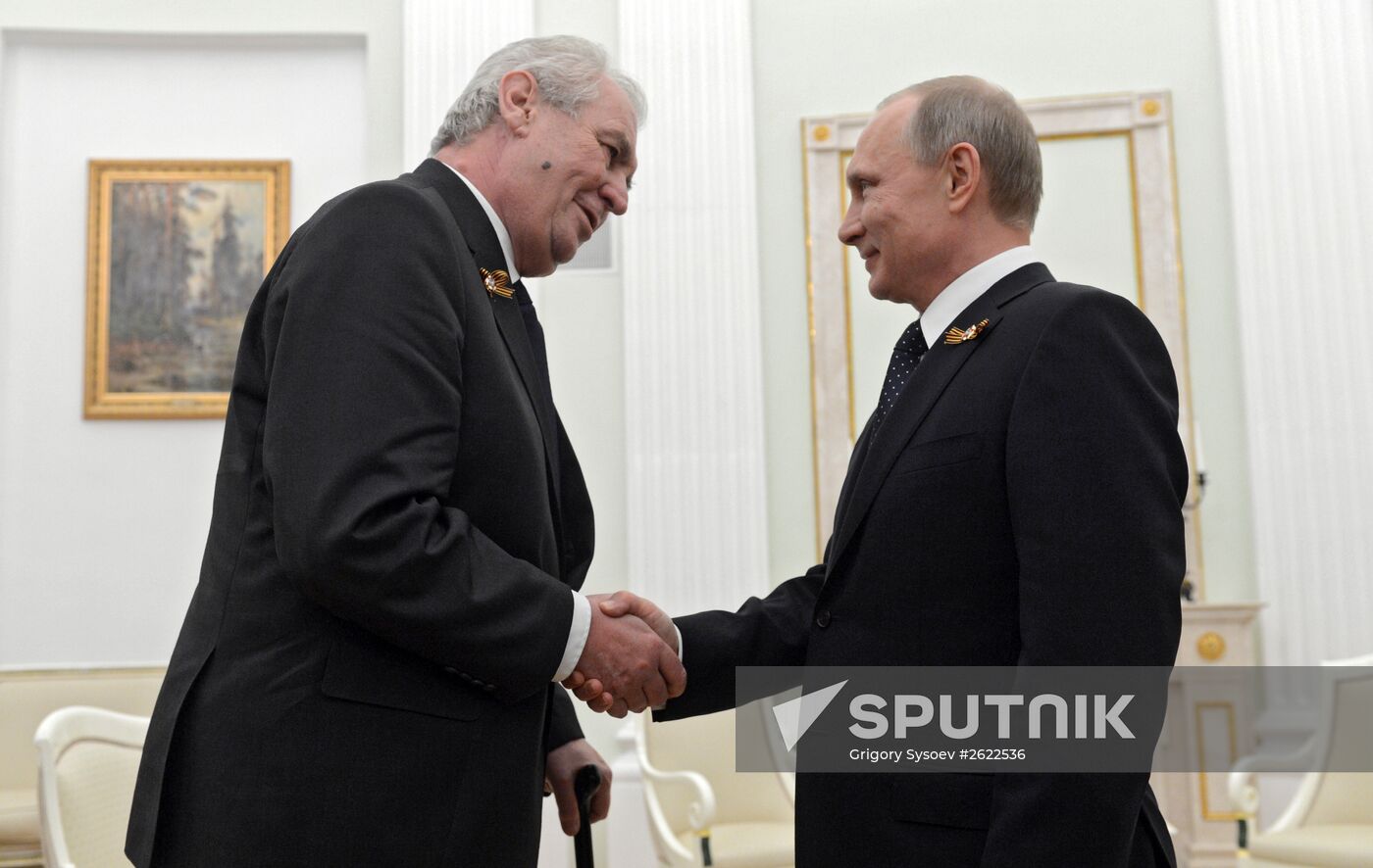 Russian President Vladimir Putin meets with President of Czech Republic Milos Zeman