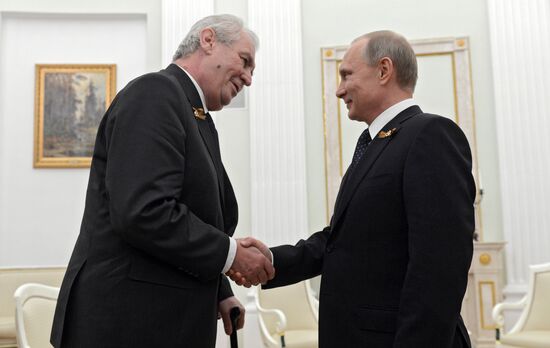 Russian President Vladimir Putin meets with President of Czech Republic Milos Zeman