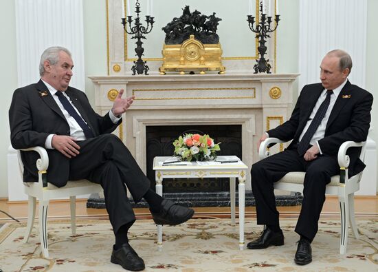 Russian President Vladimir Putin meets with President of Czech Republic Milos Zeman