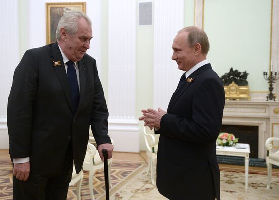 Russian President Vladimir Putin meets with President of Czech Republic Milos Zeman