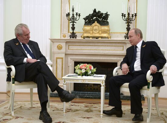 Russian President Vladimir Putin meets with President of Czech Republic Milos Zeman