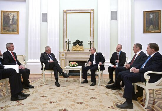 Russian President Vladimir Putin meets with President of Czech Republic Milos Zeman