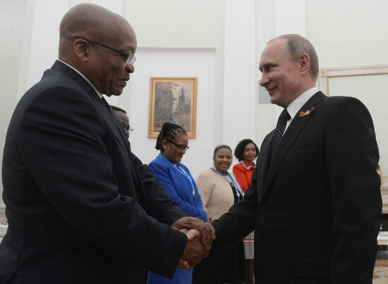 Russian President Vladimir Putin meets with President of South Africa Jacob Zuma