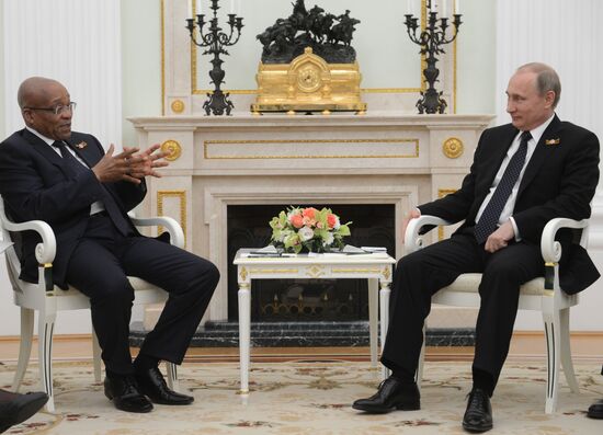 Russian President Vladimir Putin meets with President of South Africa Jacob Zuma