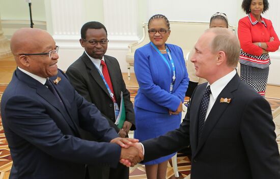 Russian President Vladimir Putin meets with President of South Africa Jacob Zuma