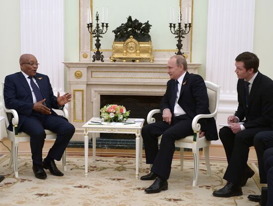 Russian President Vladimir Putin meets with President of South Africa Jacob Zuma
