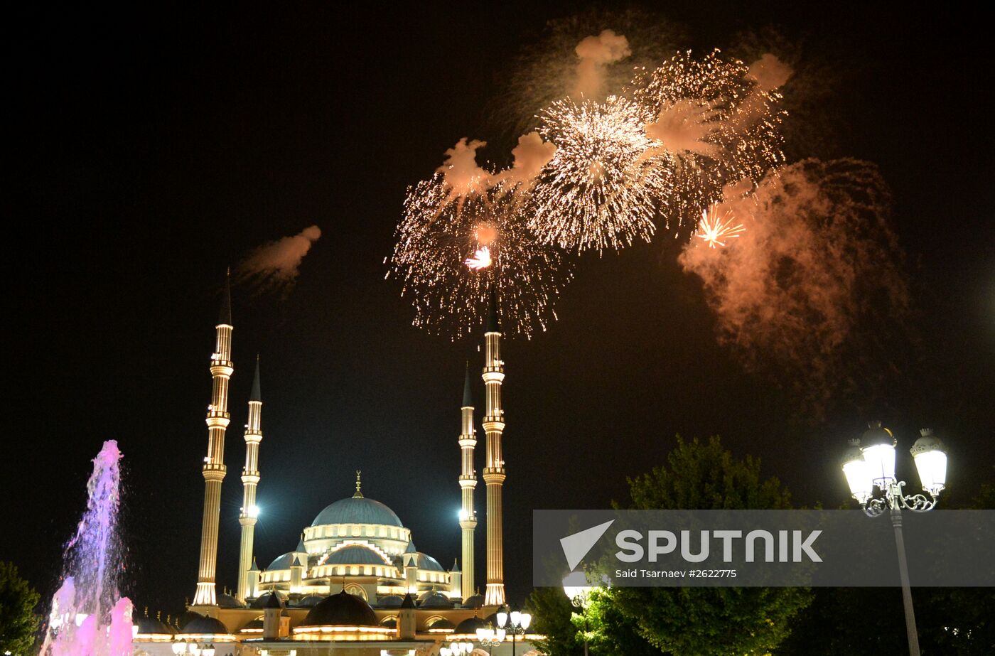 Fireworks in Grozny to celebrate Victory Day